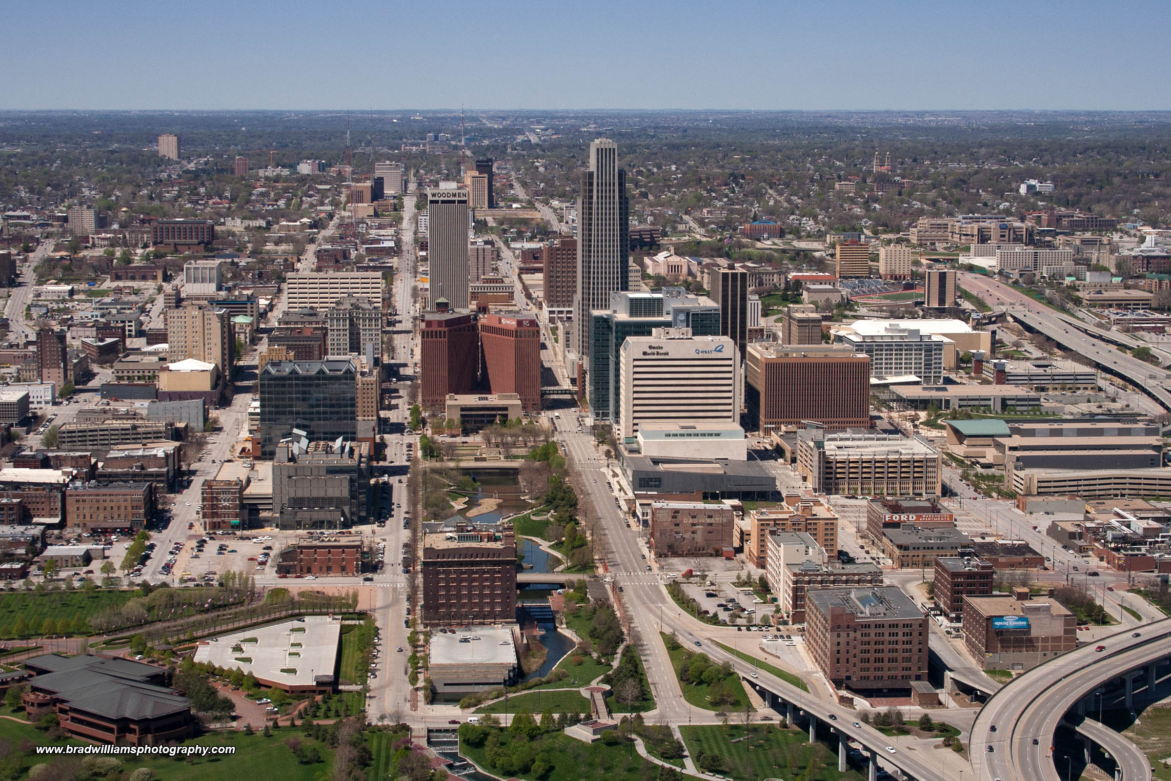 Downtown Omaha from a helicopter on my very first aerial photo flight in April of 2007.