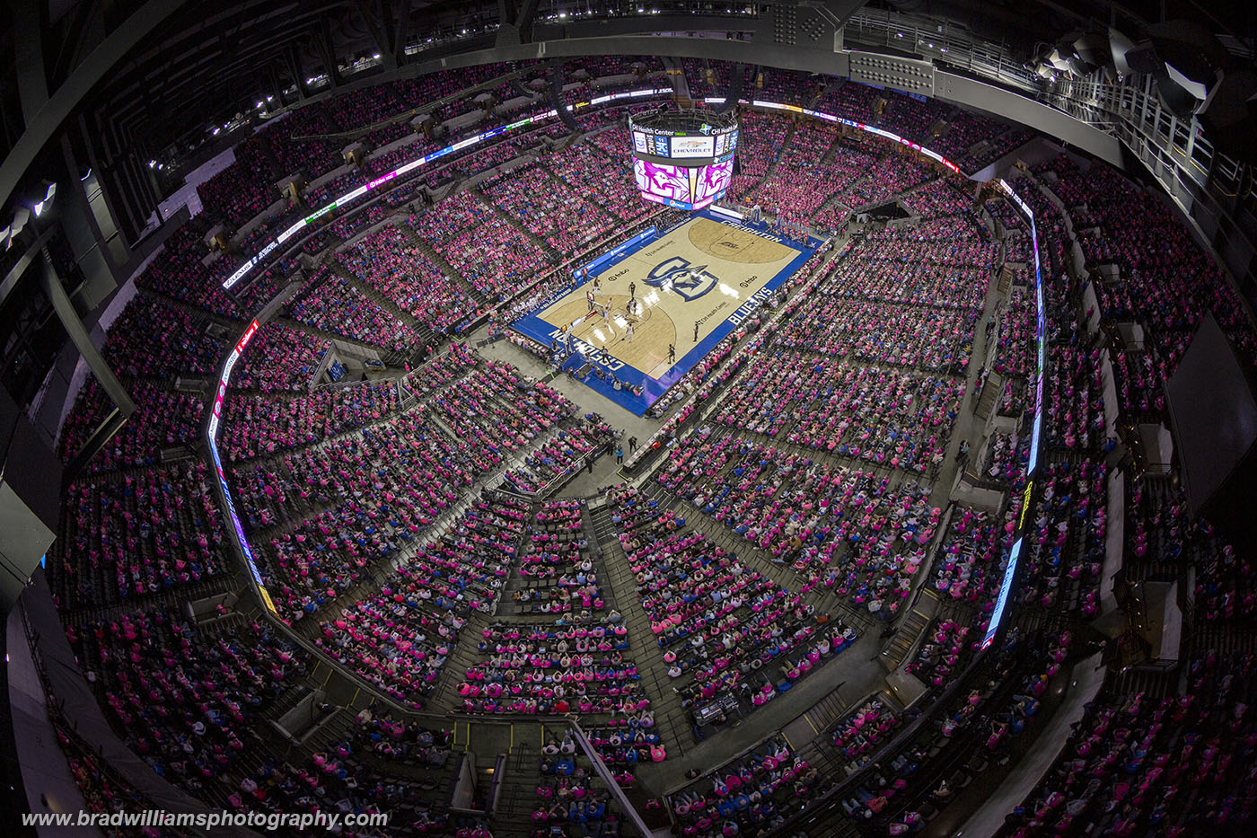 The annual Creighton VS Cancer "Pink Out Game".  Creighton VS Xavier, 1/26/2020, Attendance = 17,796