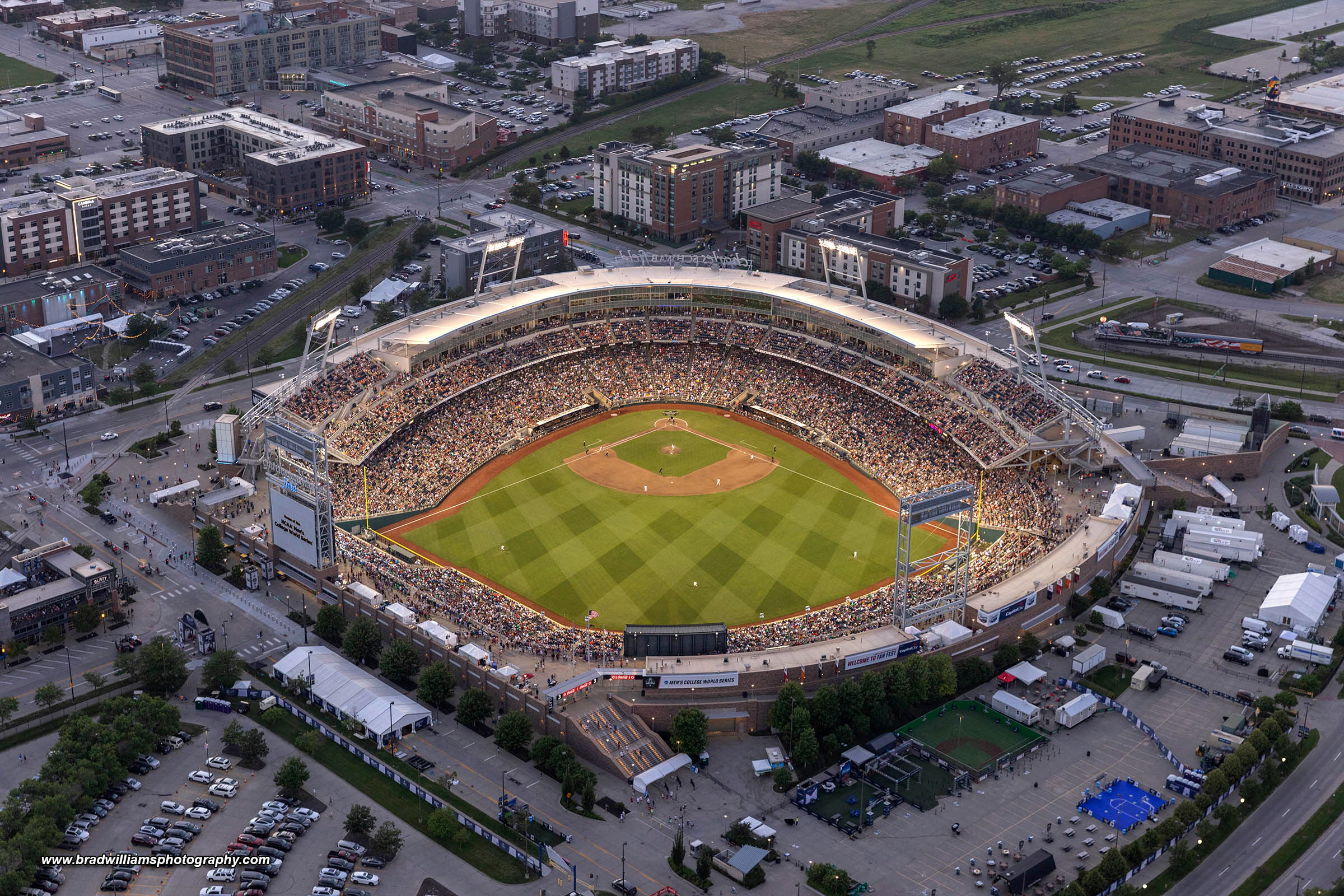 An aerial view of Charles Schwab Field Omaha /  TD Ameritrade Park Omaha in June 2022.